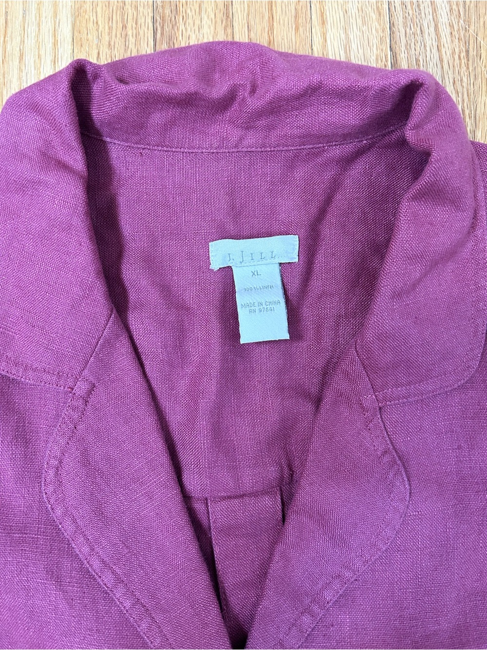 J. Jill Vintage Linen Button-Front Lounge Jacket Raspberry - Picture 6 of 9